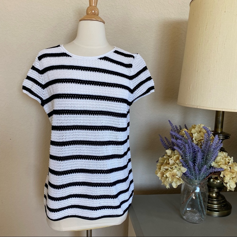 TALBOTS  open knit stripe sweater